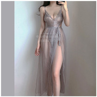 Women's Sexy Lace Jumpsuit See-through Mesh Temptation Skirt Set - Thumbnail 9