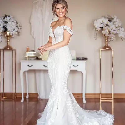  luxurious lace beaded wedding dresses mermaid sexy bridal dresses vintage wedding gowns - Thumbnail 3