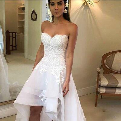 Wedding Dresses Sweetheart Appliques High Low Country Wedding Dress Bridal Gown Robe Mariage Vestido de Novia