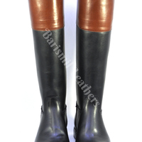Handmade riding boots black leather two tone men custom made riding boots  - Thumbnail 1