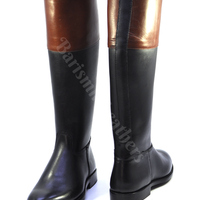 Handmade riding boots black leather two tone men custom made riding boots  - Thumbnail 5