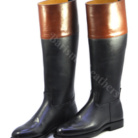 Handmade riding boots black leather two tone men custom made riding boots  - Thumbnail 4