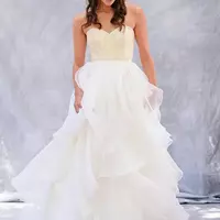 Simple Beach Wedding Dresses Sweetheart Strapless Lace Top Chiffon Skirt Ruffles Flouncing Bridal Dress Zipper Back  - Thumbnail 2