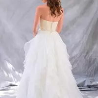 Simple Beach Wedding Dresses Sweetheart Strapless Lace Top Chiffon Skirt Ruffles Flouncing Bridal Dress Zipper Back  - Thumbnail 1