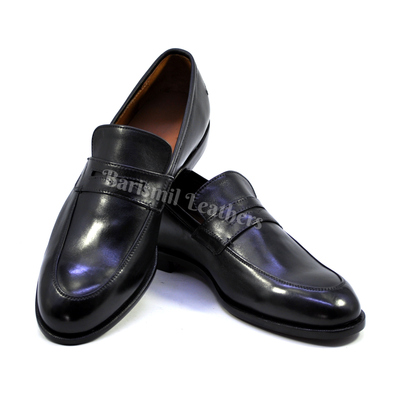 Handmade leather moccasins black original leather dress loafers shoes for men custom made on orders