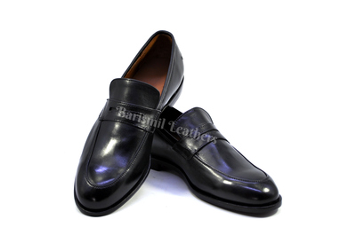Handmade leather moccasins black original leather dress loafers shoes for men custom made on orders