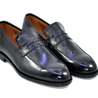 Handmade leather moccasins black original leather dress loafers shoes for men custom made on orders - Thumbnail 1