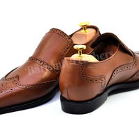 Handmade loafers brown original leather wingtip and brogue dress loafers for men - Thumbnail 5