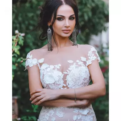 Sheer short sleeves slim mermaid wedding dresses lace appliques sexy bridal gowns backless custom online vestidos de mariee - Thumbnail 1