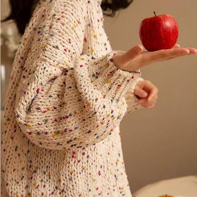 Colorful dot pullover knit sweater - Thumbnail 2