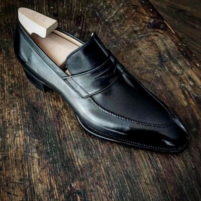 New Handmade leather moccasins black original leather men dress shoes