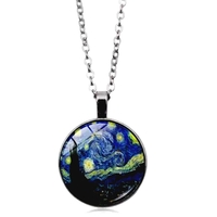 Stunning Punk Gothic Van Gogh Starry Night Handmade Art Print Necklace Unique Rare For Men and Women Amazing - Thumbnail 3
