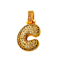 Punk Shine Bubble Zircon Alphabet Gold Necklace Unique Rare For Women and Men Amazing - Thumbnail 2