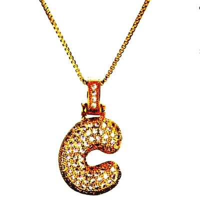 Punk shine bubble zircon alphabet gold necklace unique rare for women and men amazing