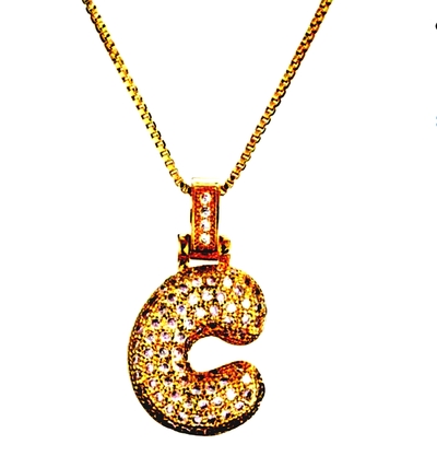 Punk Shine Bubble Zircon Alphabet Gold Necklace Unique Rare For Women and Men Amazing