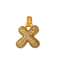 Punk Shine Bubble Zircon Alphabet Gold Necklace Unique Rare For Women and Men Amazing - Thumbnail 5