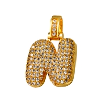 Punk Shine Bubble Zircon Alphabet Gold Necklace Unique Rare For Women and Men Amazing - Thumbnail 8