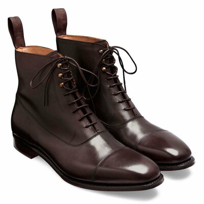 Handmade Men's Cap Toe, Lace up Dress Boots, Real Leather Ankle Mens Boots
