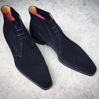 Handmade Black Suede Leather Mens Fashion Chukka Boot - Thumbnail 1
