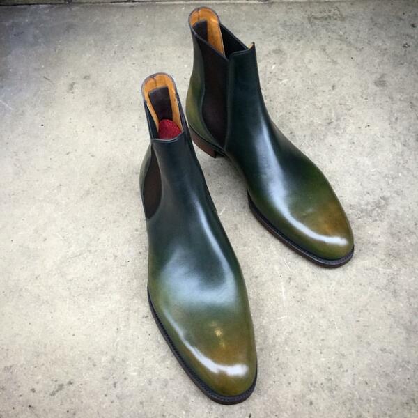 The "Burnham" with a Chameleon Patina Men Chelsea Boot