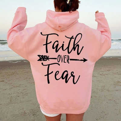 Letter print kangaroo pocket drawstring print hoodie