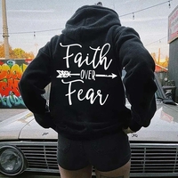 letter print kangaroo pocket drawstring print hoodie - Thumbnail 4