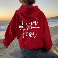 letter print kangaroo pocket drawstring print hoodie - Thumbnail 6