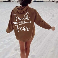 letter print kangaroo pocket drawstring print hoodie - Thumbnail 8