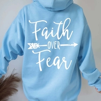 letter print kangaroo pocket drawstring print hoodie - Thumbnail 9