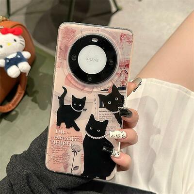 Retro black cat bracelet mobile phone case
