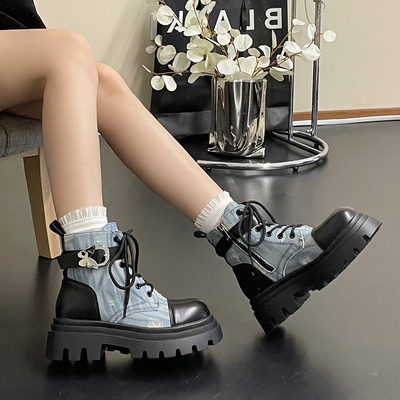 Harajuku Denim Lace Up Boots