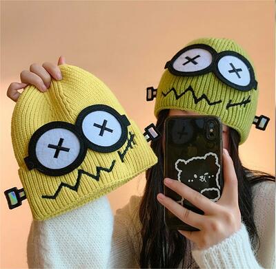 Funky Design Robots Beanie Knit Hat 