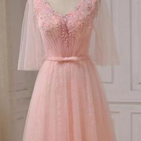 A Line Applique Prom Dress, Modest Beautiful Long Prom Dress, - Thumbnail 1