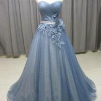 Elegant Sweetheart A-line Lace Appliques Tulle Evening Dress ,formal Party Dress - Thumbnail 1