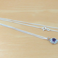 Sterling Silver Amethyst Gemstone Flower Pendant & Chain/Amethyst Necklace/Amethyst Jewellery/AmethystJewelry/February Birthstone/UK - Thumbnail 3