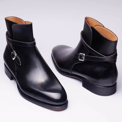 Black calf and silver buckle jodhpur boots - Thumbnail 2