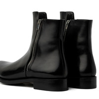 Handmade Black Calf Leather Zipper Style Jodhpur Boot - Thumbnail 3