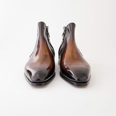 Handmade brown patina leather zipper style jodhpur boot - Thumbnail 2