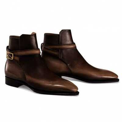 Old wood patina medium brown piping jodhpur boot - Thumbnail 3