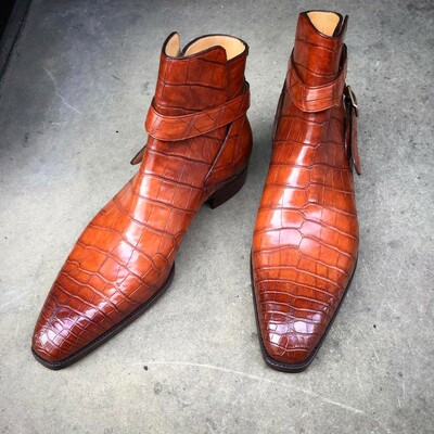 Alligator made to order brown patina leather jodhpur boot - Thumbnail 3