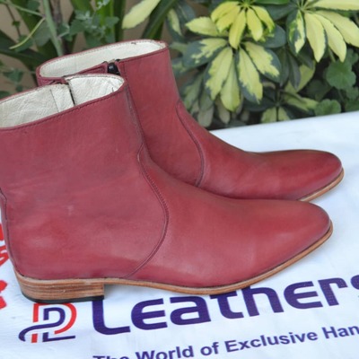 Handmade men genuine leather jodhpur style side zipper dress boot