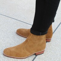 Handmade Tan Color Suede Leather Side Zipper Jodhpur Boot - Thumbnail 1