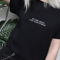 No One Asked For Your Opinion T-shirt in Black - Thumbnail 2
