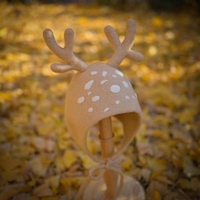 Christmas Hats,Christmas Antlers Hats, Wool Felt Hats, Elf Hat, Winter Ear Flaps Hat - Thumbnail 1