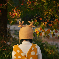Christmas Hats,Christmas Antlers Hats, Wool Felt Hats, Elf Hat, Winter Ear Flaps Hat - Thumbnail 4