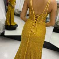 PSY850,Sparkle Yellow Mermaid Long Evening Prom Dress - Thumbnail 1