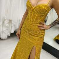 PSY850,Sparkle Yellow Mermaid Long Evening Prom Dress - Thumbnail 2