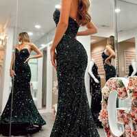 PSY851,Royal Blue Mermaid Sequin Long Formal Prom Dress - Thumbnail 3