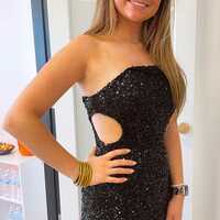 PSY855,Pink Mermaid Sequin Split Sexy Prom Dress - Thumbnail 2