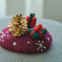 Christmas Hairpin Hats, Christmas Gifts Hairpin Hats,Wool Felt Accessories - Thumbnail 2